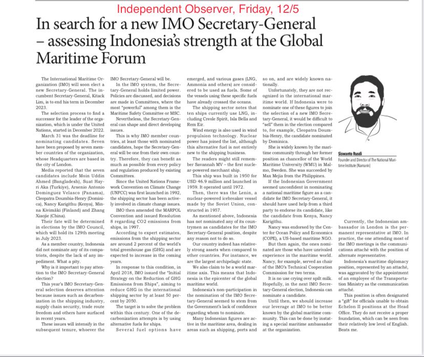 In search for a new IMO Secretary-General – assessing Indonesia’s strength at the Global Maritime Forum